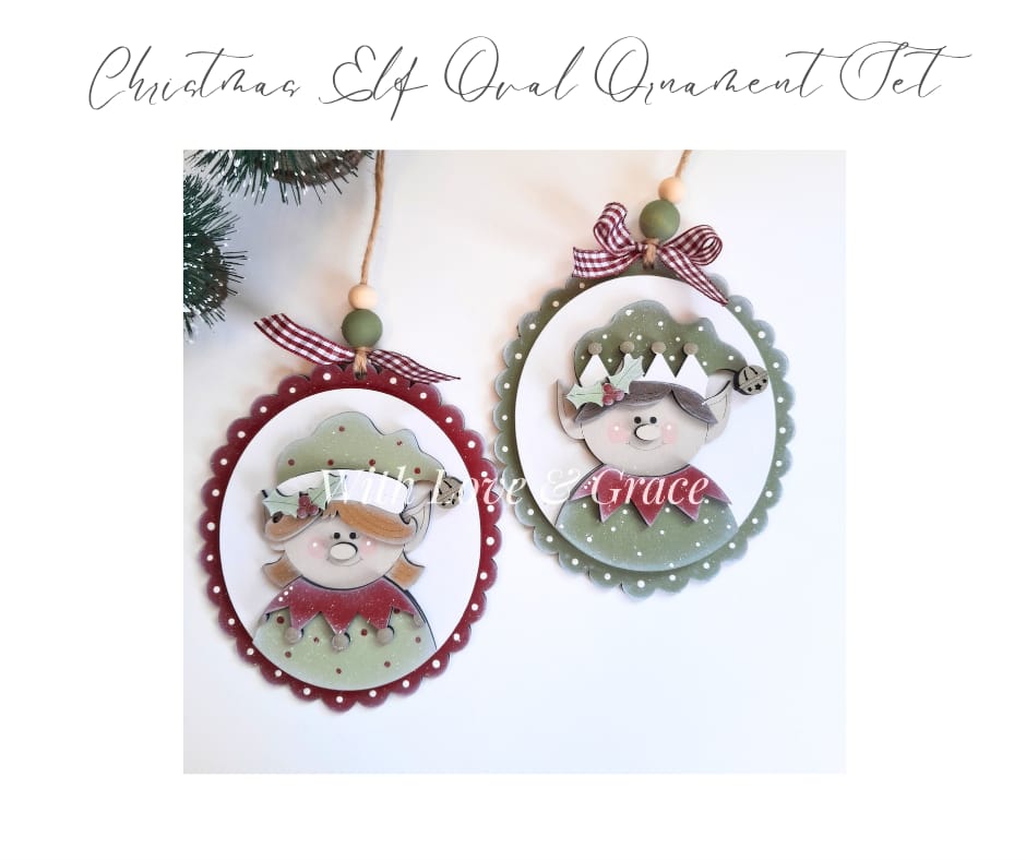 Elf Ornament Bundle - DIY Kit (Set of 2 Ovals)
