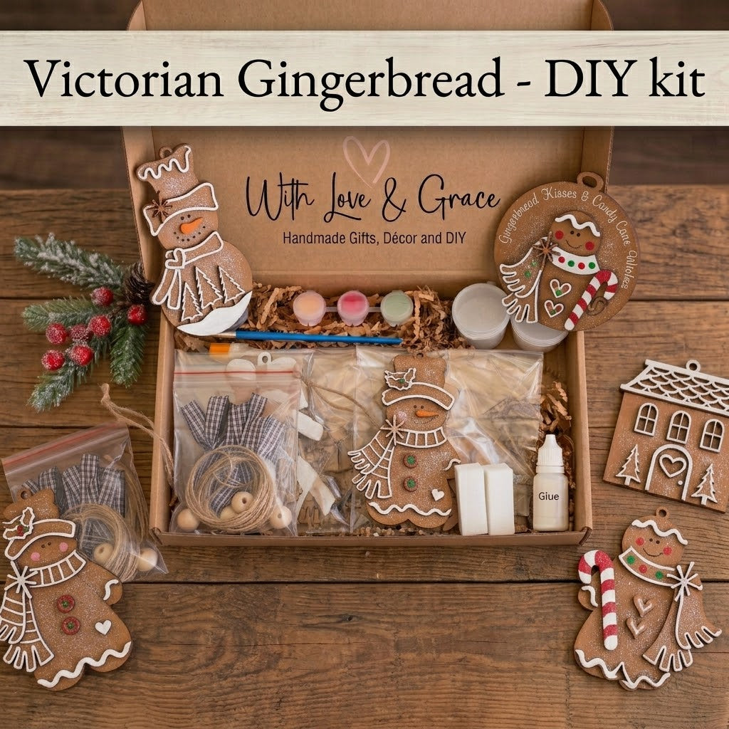 Victorian Gingerbread Ornament Bundle - DIY Kit Set of 5