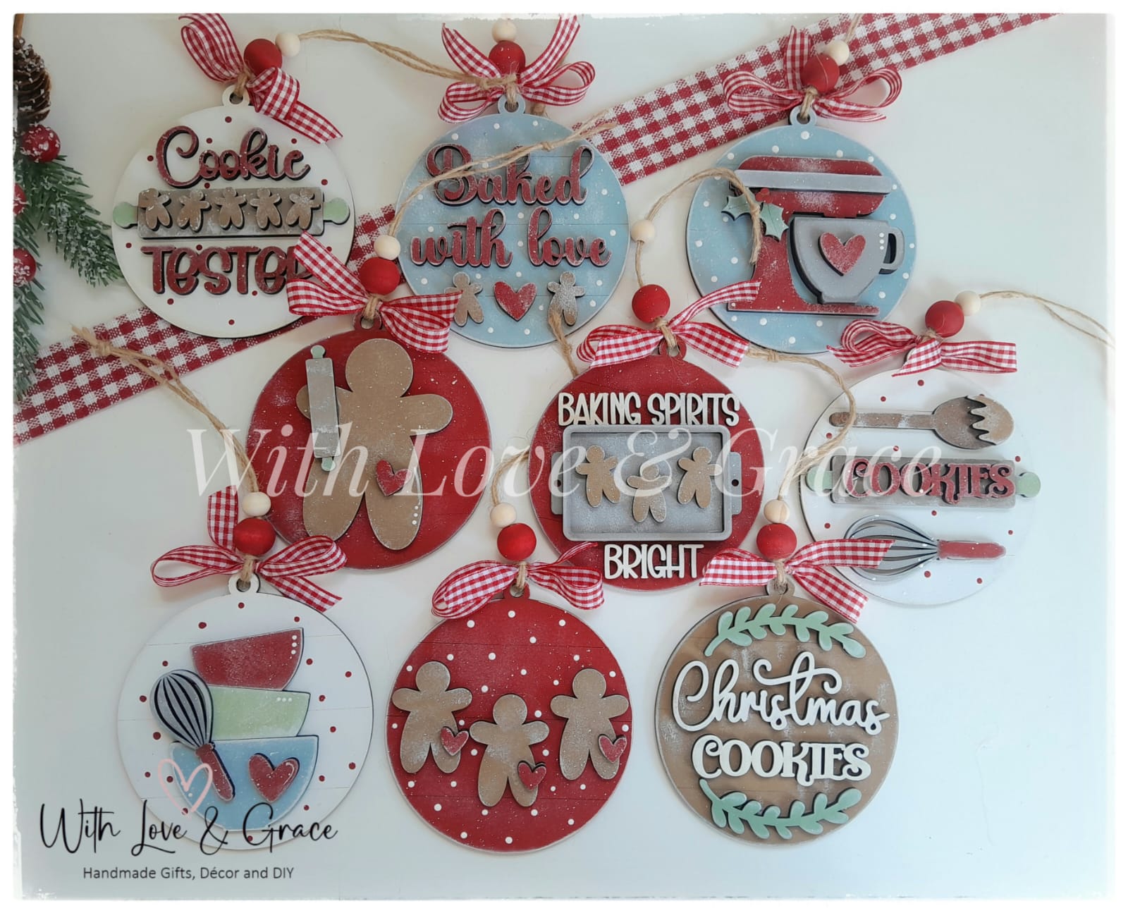 Christmas Baking Ornament Bundle - Painted (Set of 9)