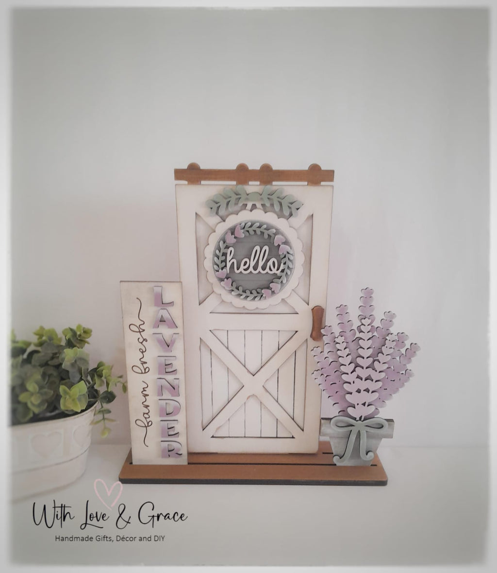 Lavender Barn Door Interchangeable Décor Set