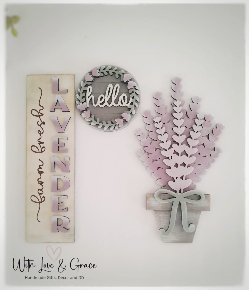 Lavender Barn Door Interchangeable Décor Set