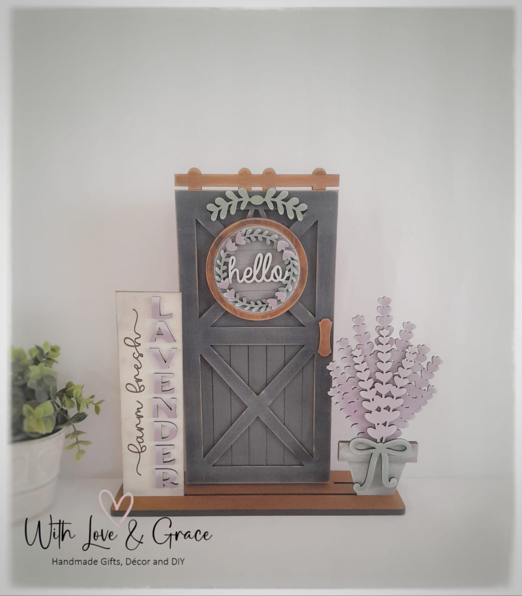 Lavender Barn Door Interchangeable Décor Set