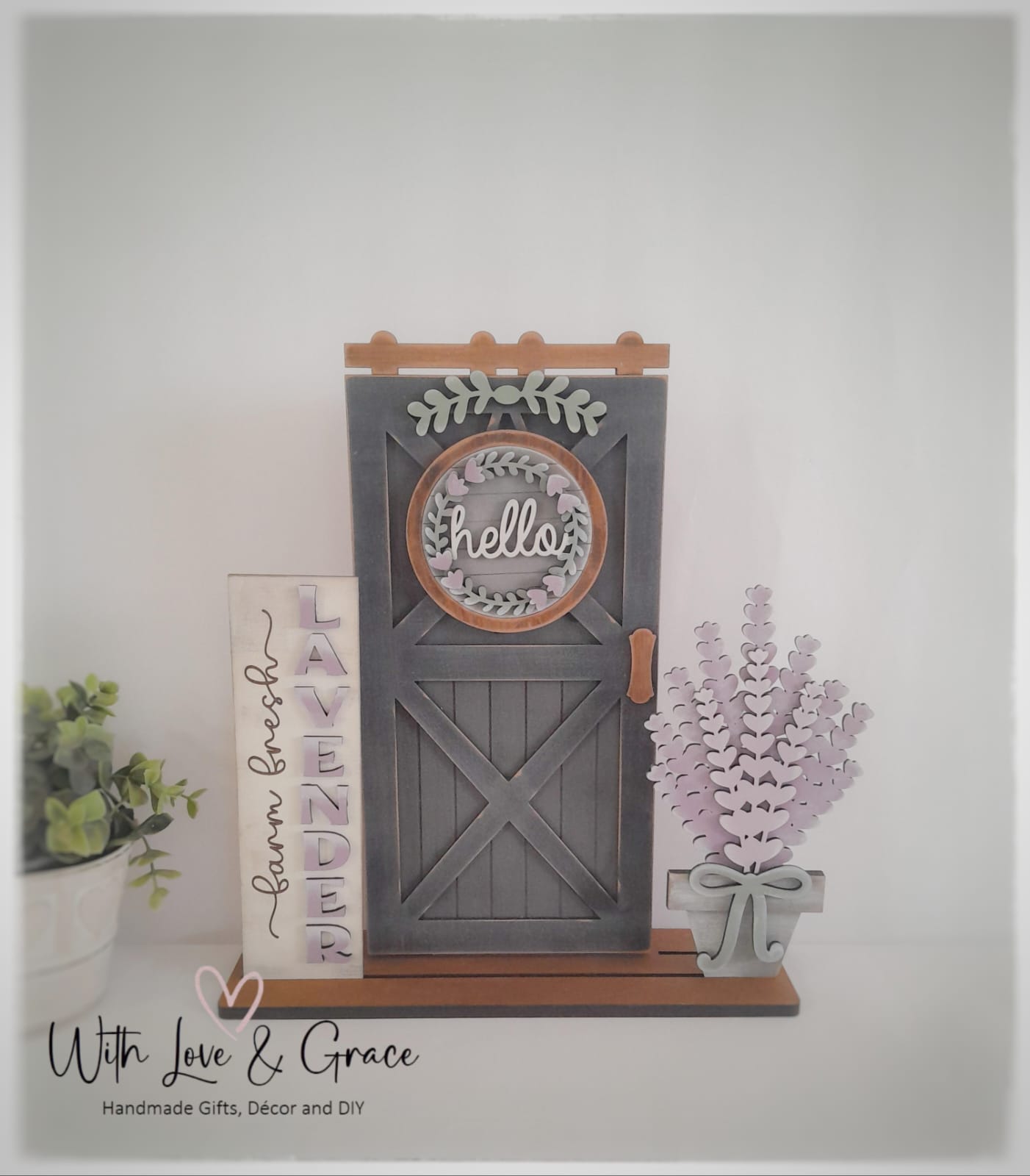Lavender Barn Door Interchangeable Décor Set