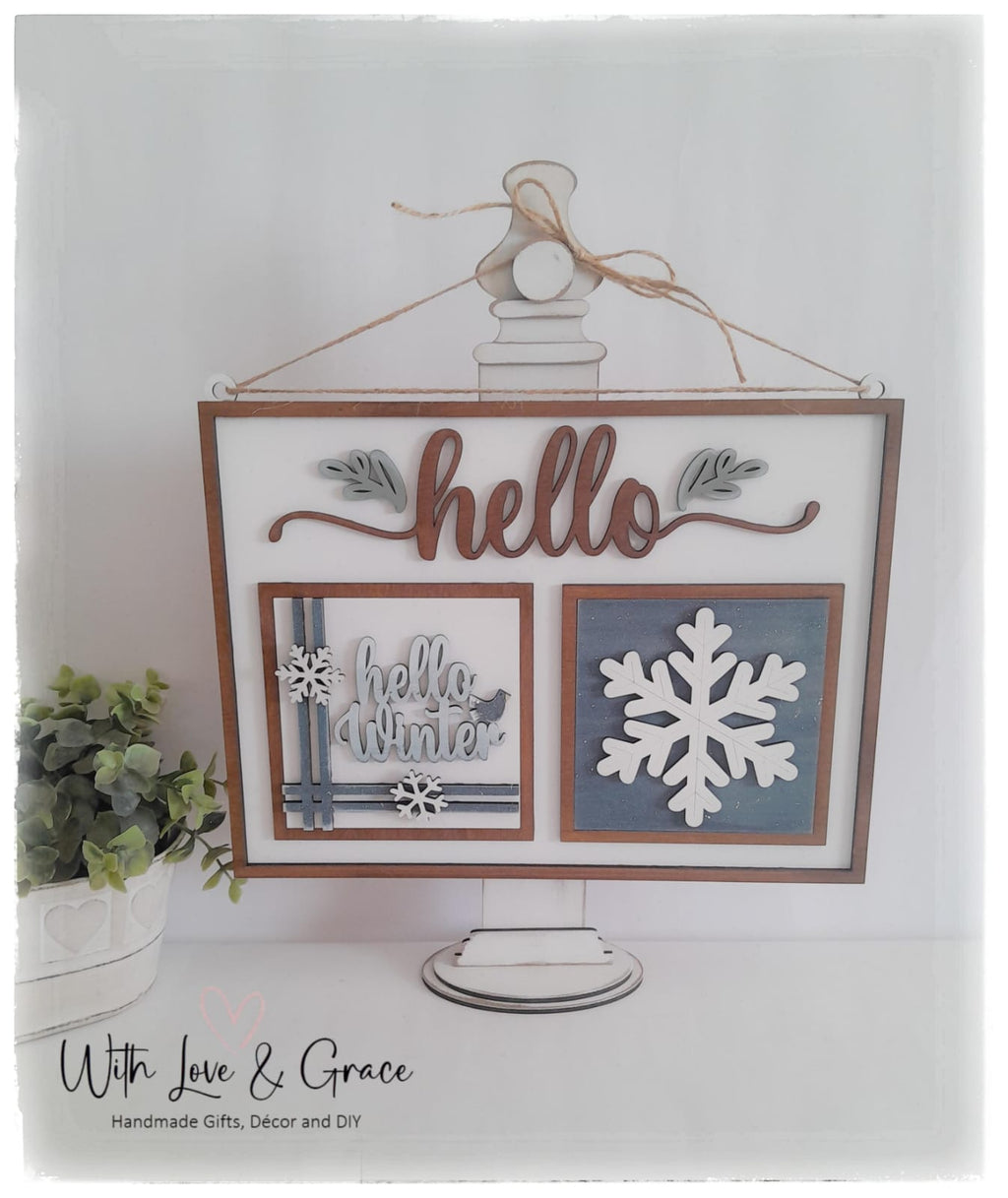 Hanging Hello Frame (Double) Horizontal (10.8cm insert)