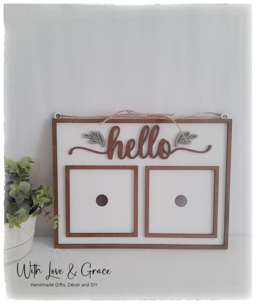 Hanging Hello Frame (Double) Horizontal (10.8cm insert)