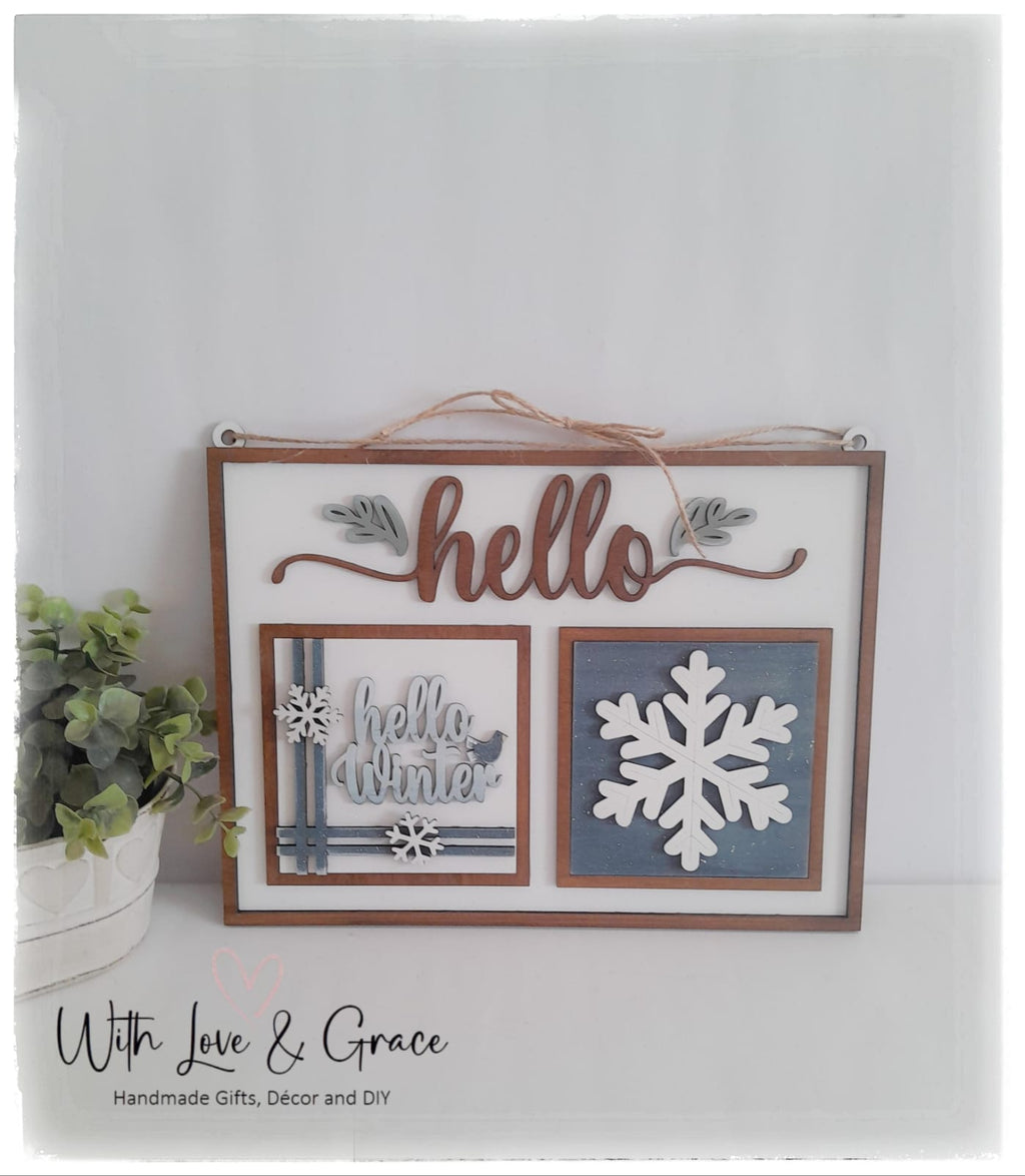 Hanging Hello Frame (Double) Horizontal (10.8cm insert)