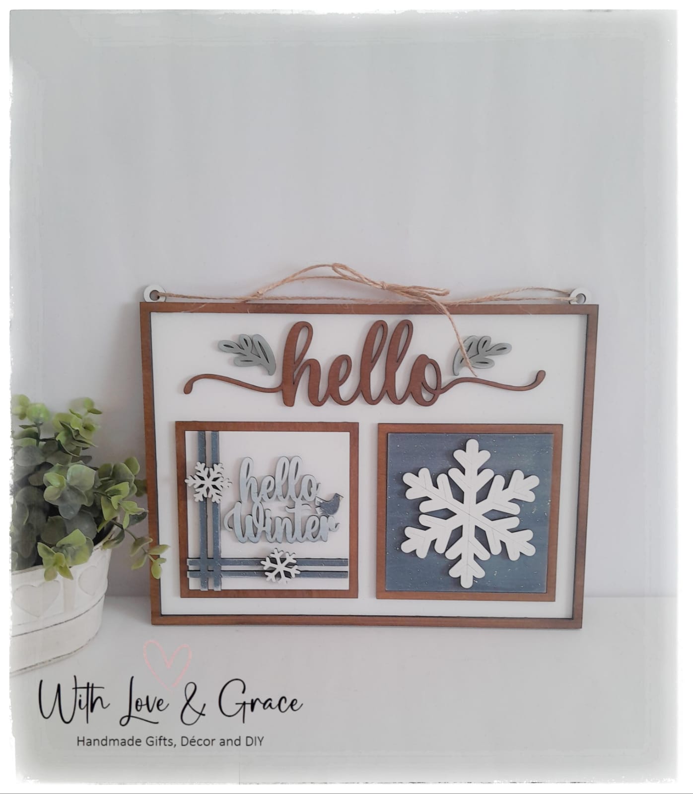 Hanging Hello Frame (Double) Horizontal (10.8cm insert)