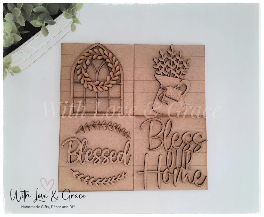 Bless Our Home 10.8cm Square Bundle Set - DIY Kit (Set of 4)