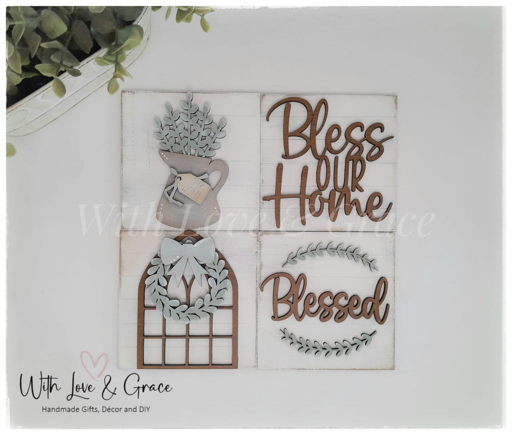 Bless Our Home 10.8cm Square Bundle Set - DIY Kit (Set of 4)