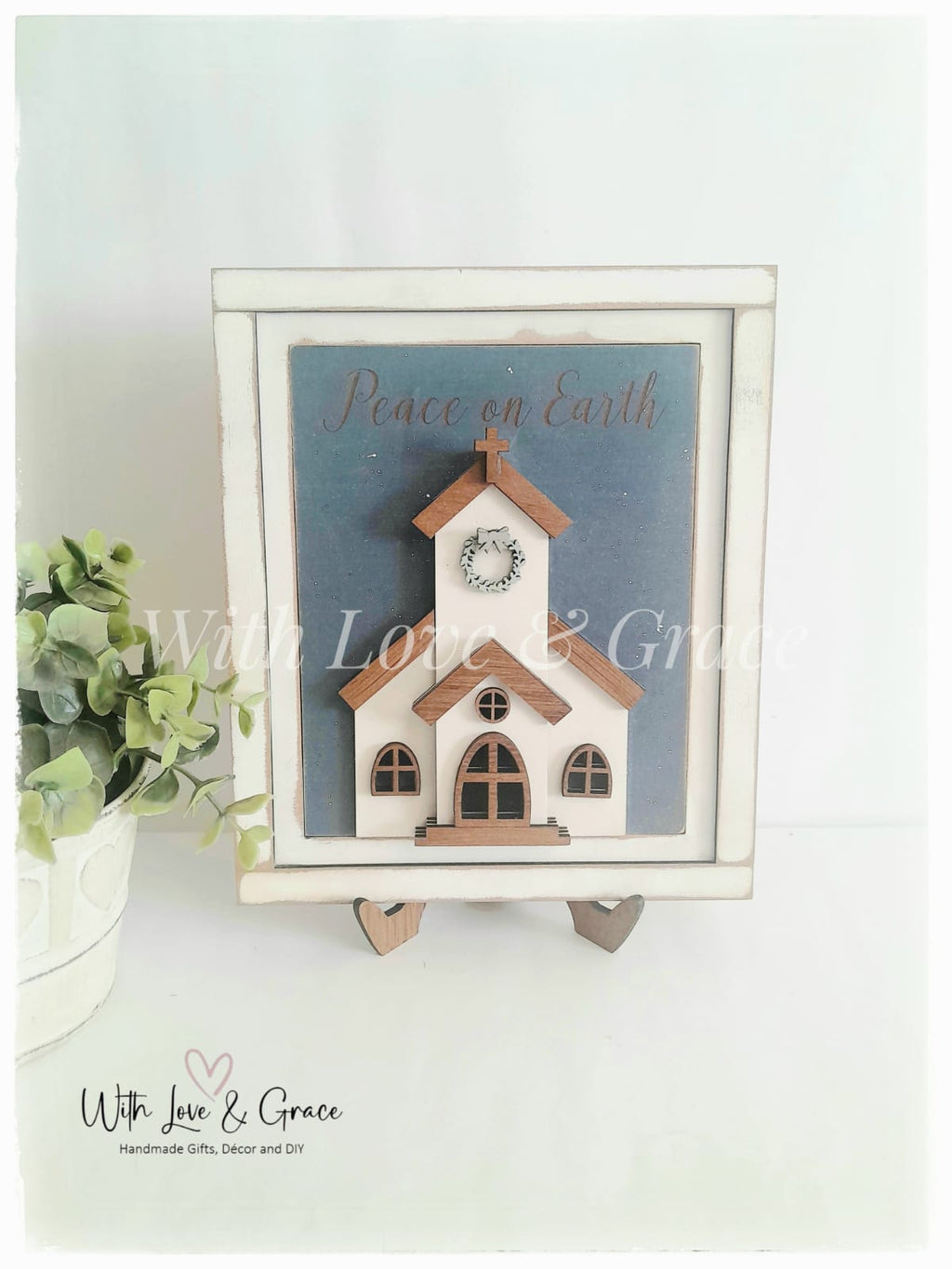 Peace on Earth Church Sign With Farmhouse Frame