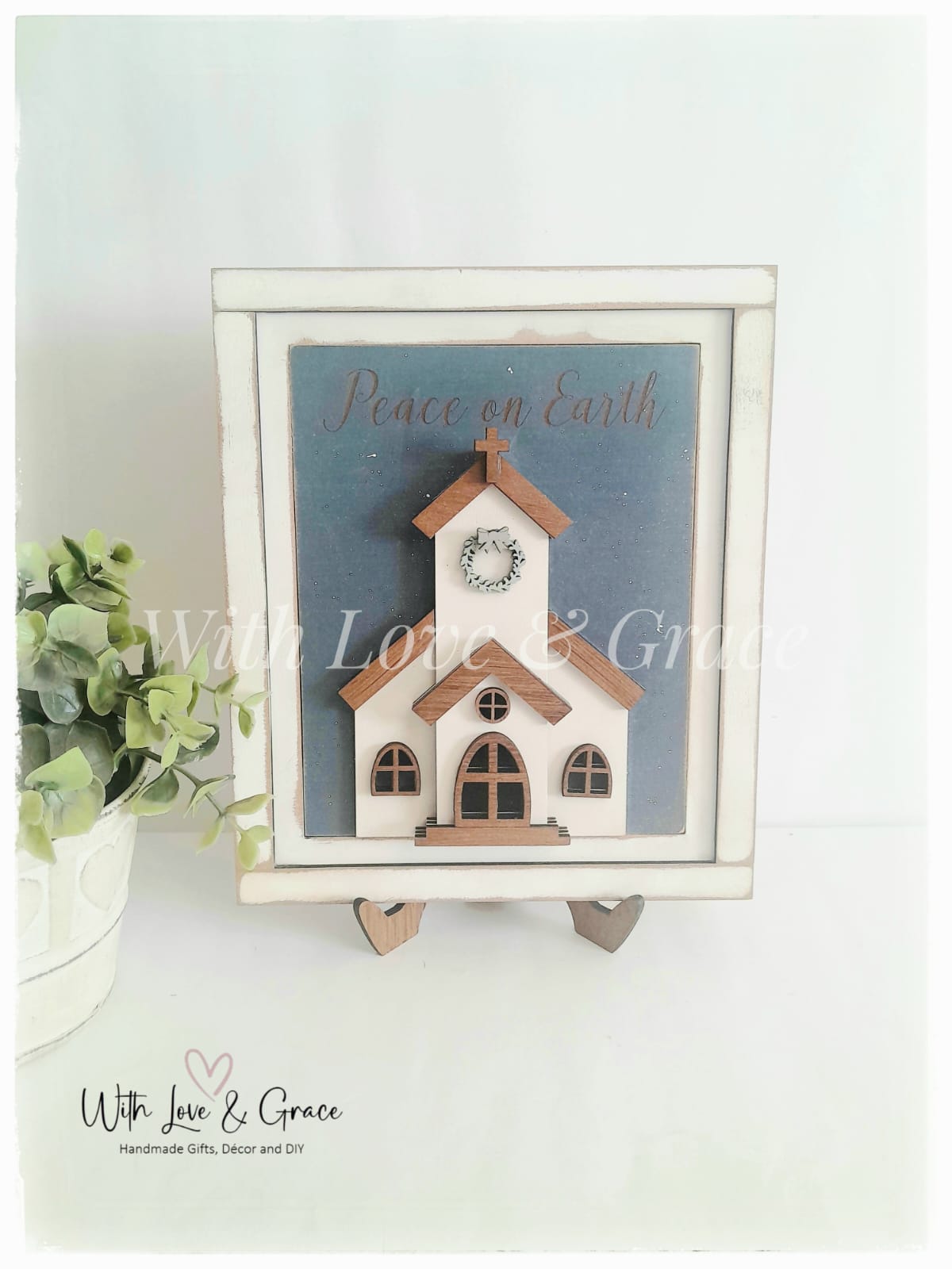 Peace on Earth Church Sign With Farmhouse Frame