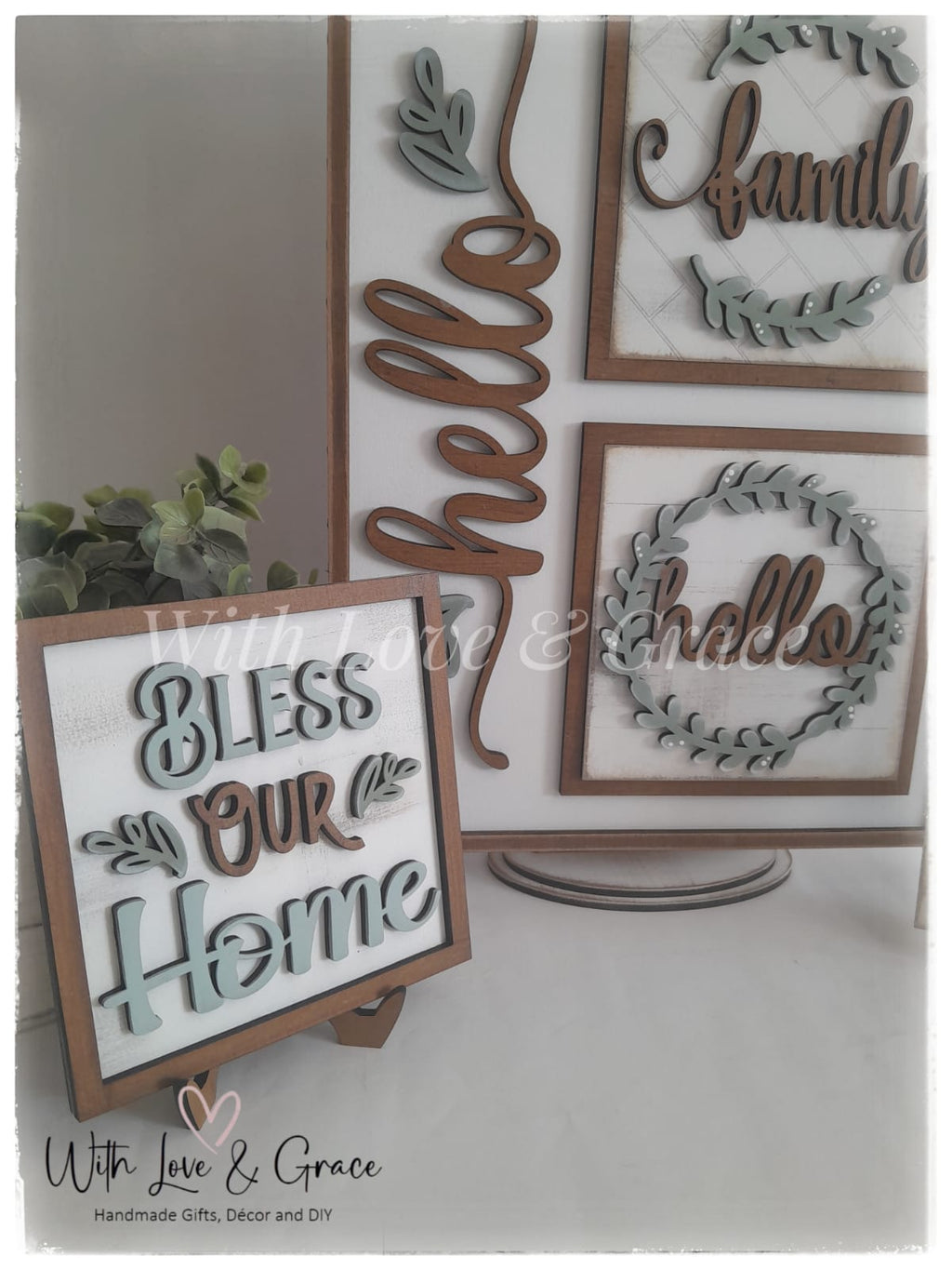 Home Sweet Home 10.8cm Square Bundle Set - Painted (Set of 4)