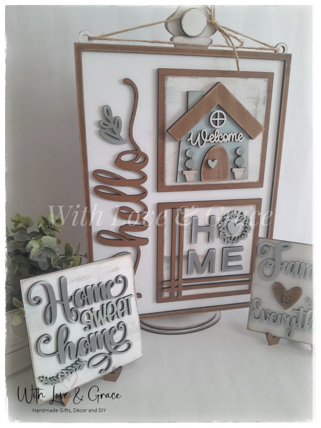 Family is Everything 10.8cm Square Bundle Set - Painted (Set of 4)