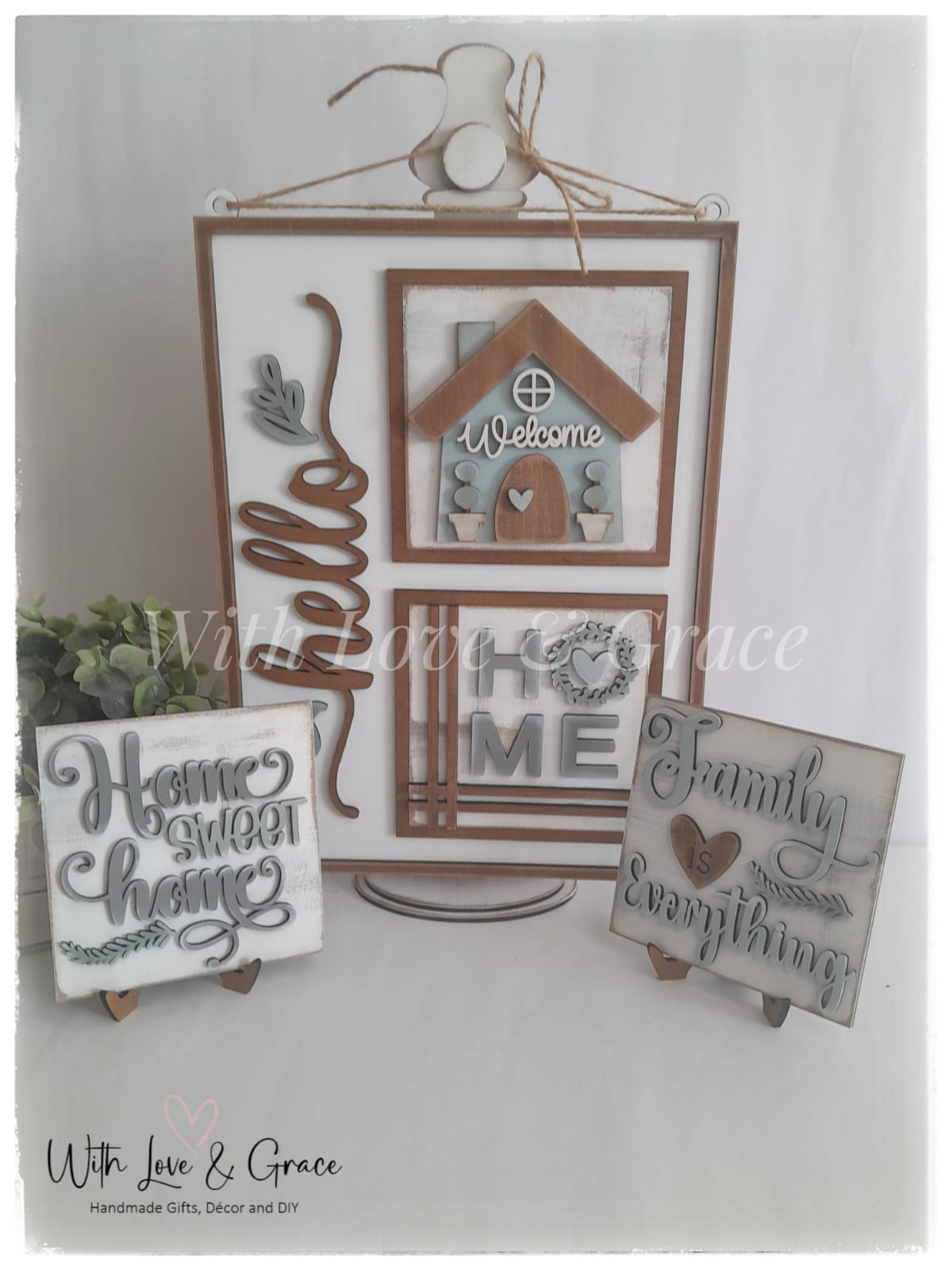 Family is Everything 10.8cm Square Bundle Set - Painted (Set of 4)