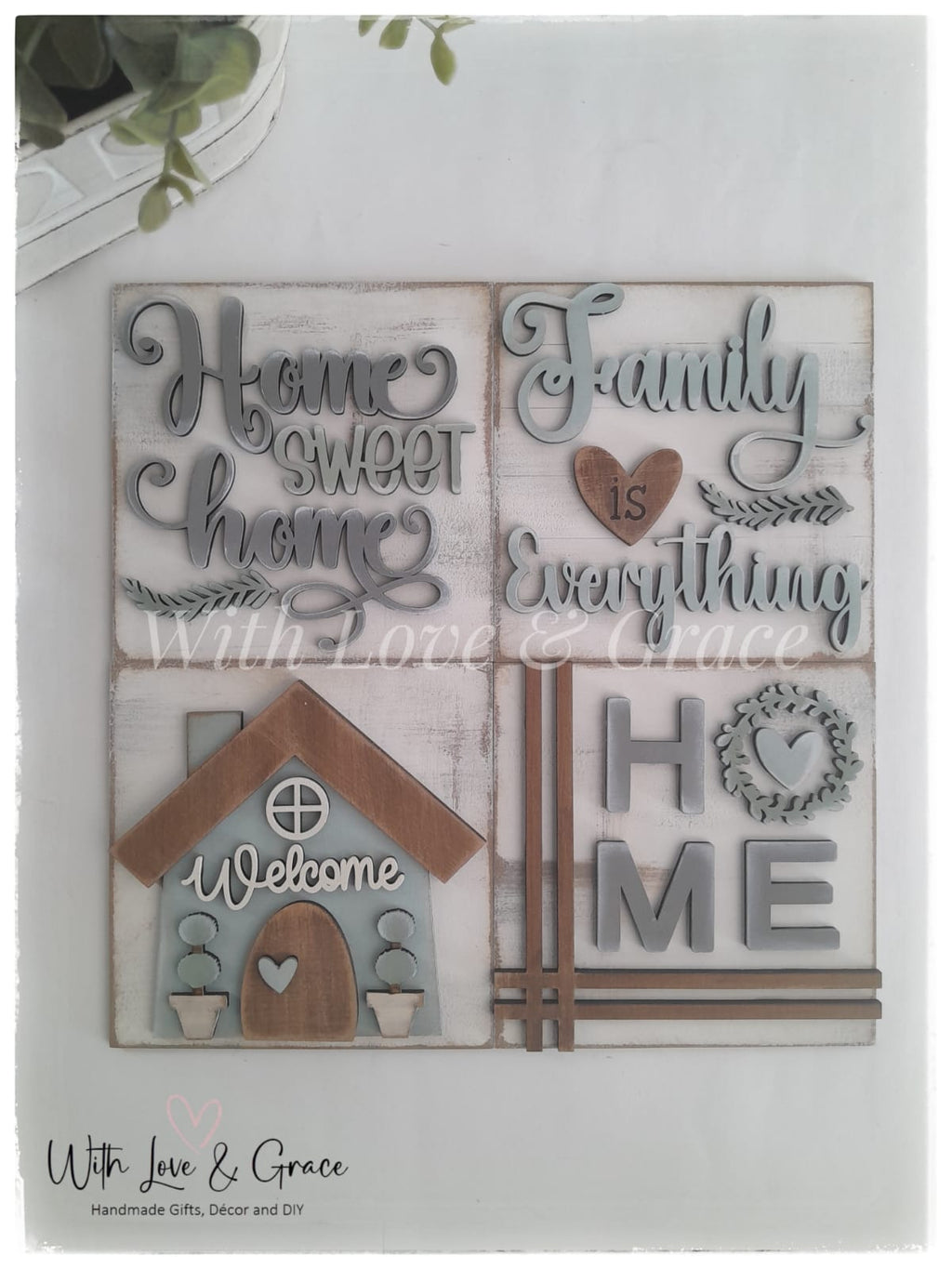 Family is Everything 10.8cm Square Bundle Set - Painted (Set of 4)