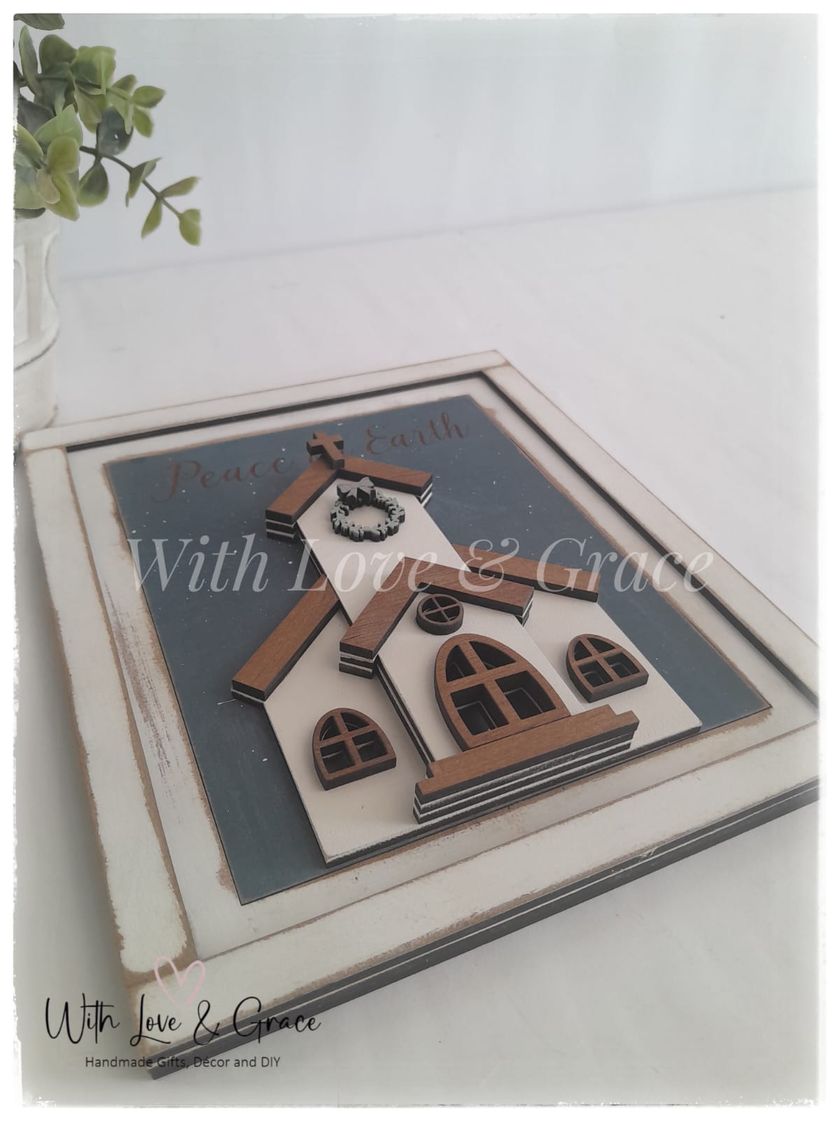 Peace on Earth Church Sign With Farmhouse Frame