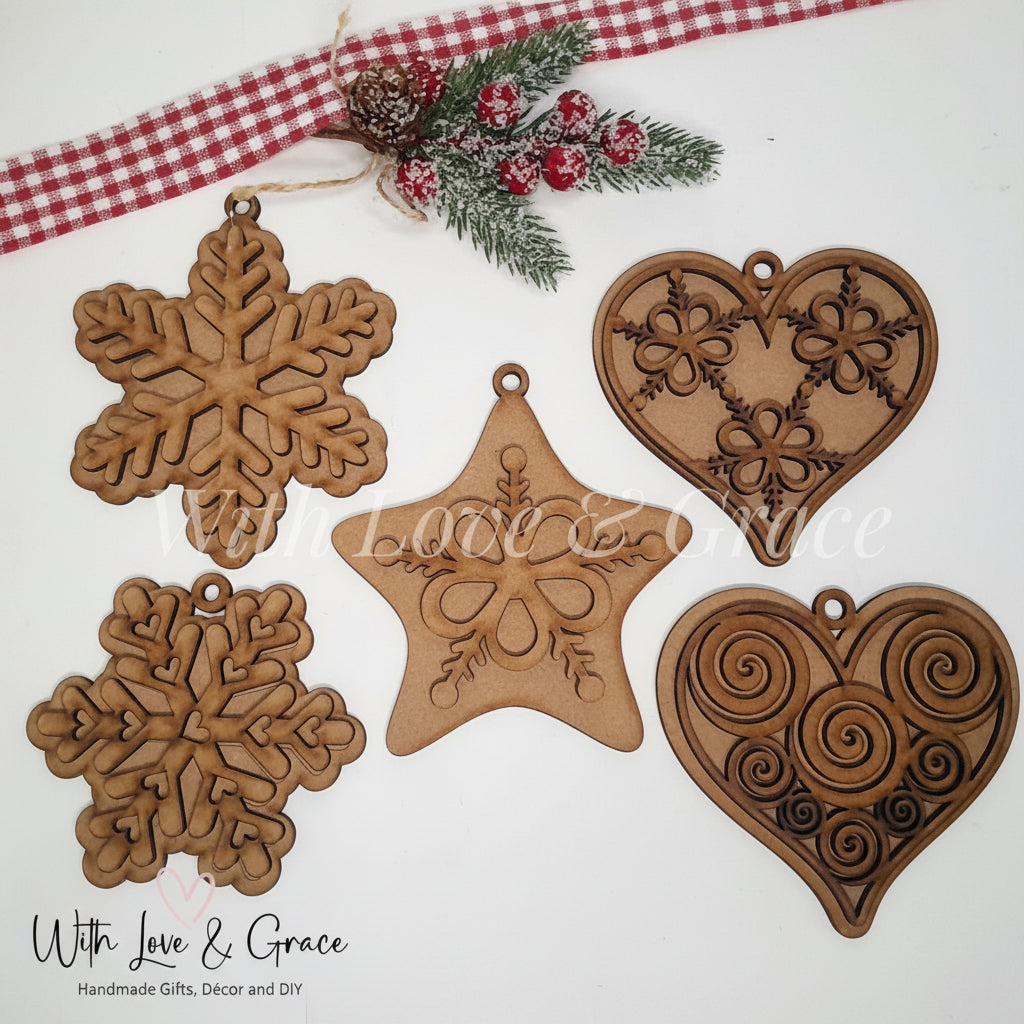 Gingerbread Cookie Ornament Bundle - DIY Kit (Set of 5)