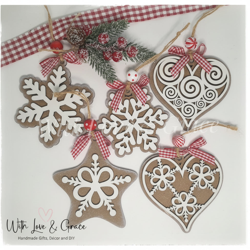 Gingerbread Cookie Ornament Bundle - DIY Kit (Set of 5)