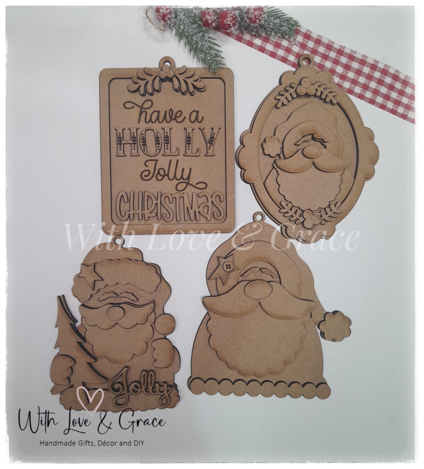 Santa Claus Ornament Bundle - DIY Kit (Set of 4)