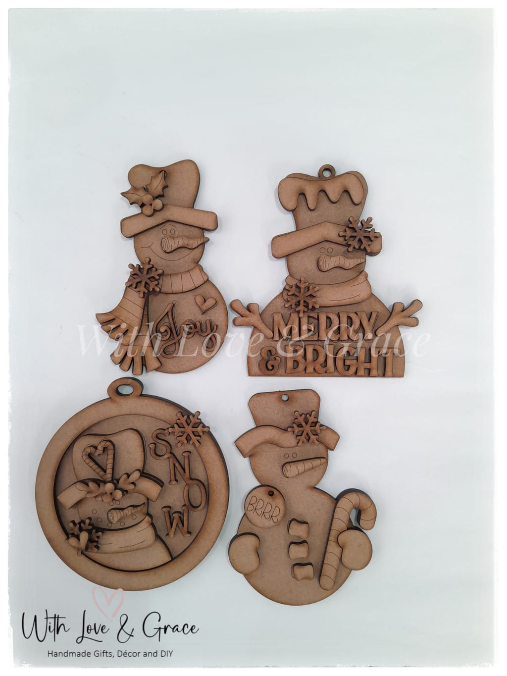 Merry & Bright Snowman Ornament Bundle - DIY Kit (Set of 4)
