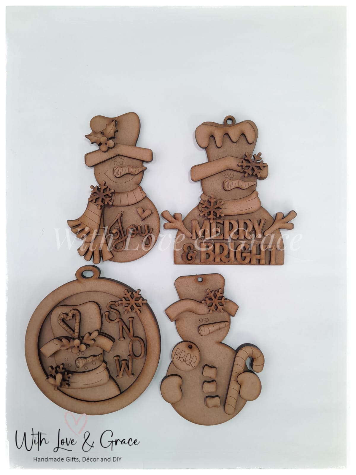 Merry & Bright Snowman Ornament Bundle - DIY Kit (Set of 4)