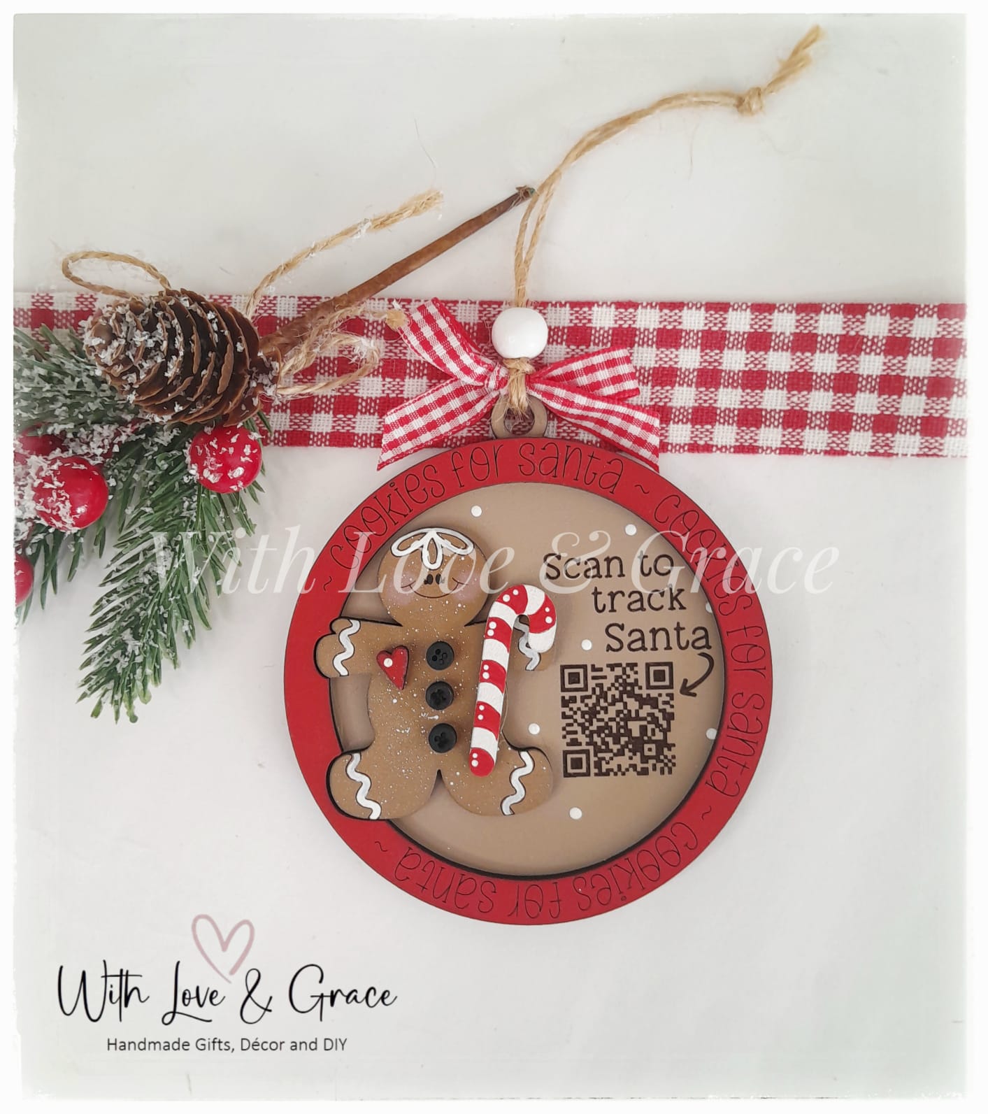 Santa Tracker Ornament - Gingerbread