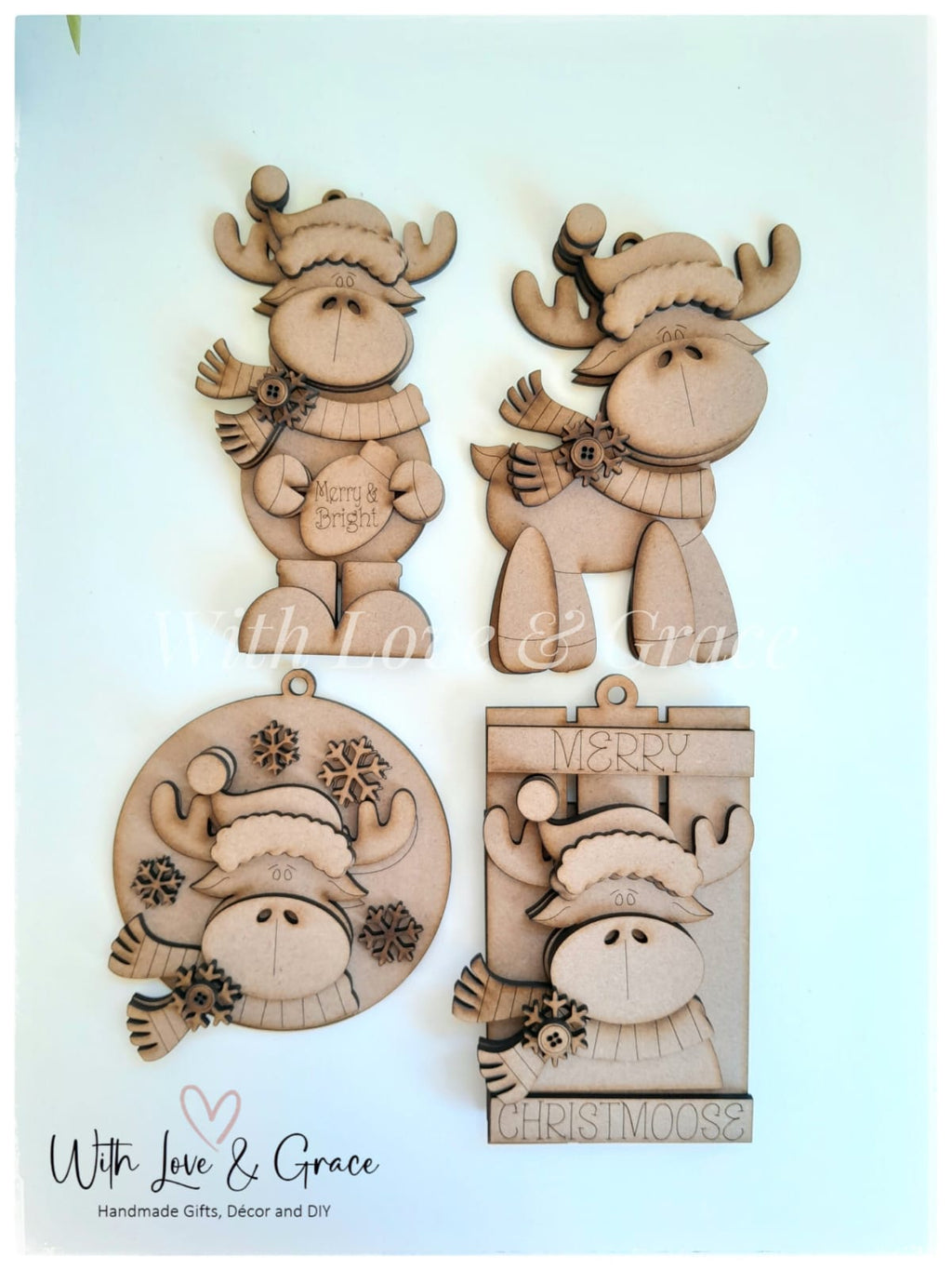 Moose Ornament Bundle - DIY Kit (Set of 4)