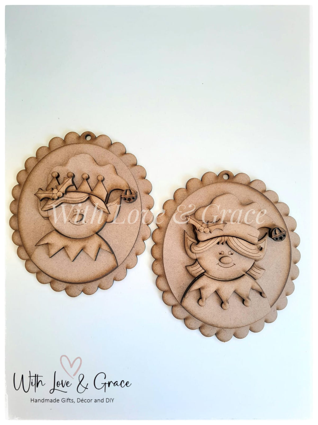 Elf Ornament Bundle - DIY Kit (Set of 2 Ovals)