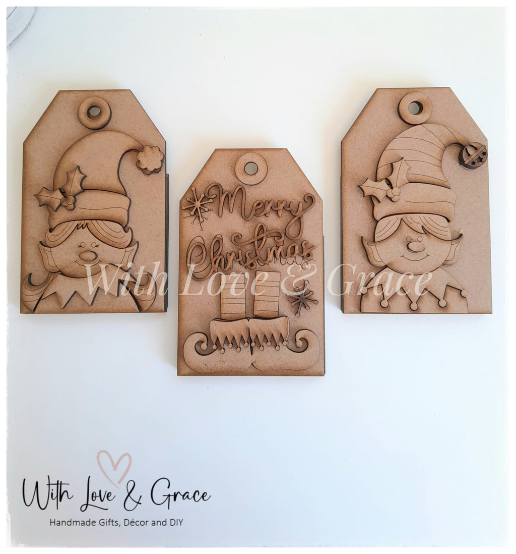 Elf Tag Ornament Bundle - DIY Kit (Set of 3 Gift Card Tag Ornaments)