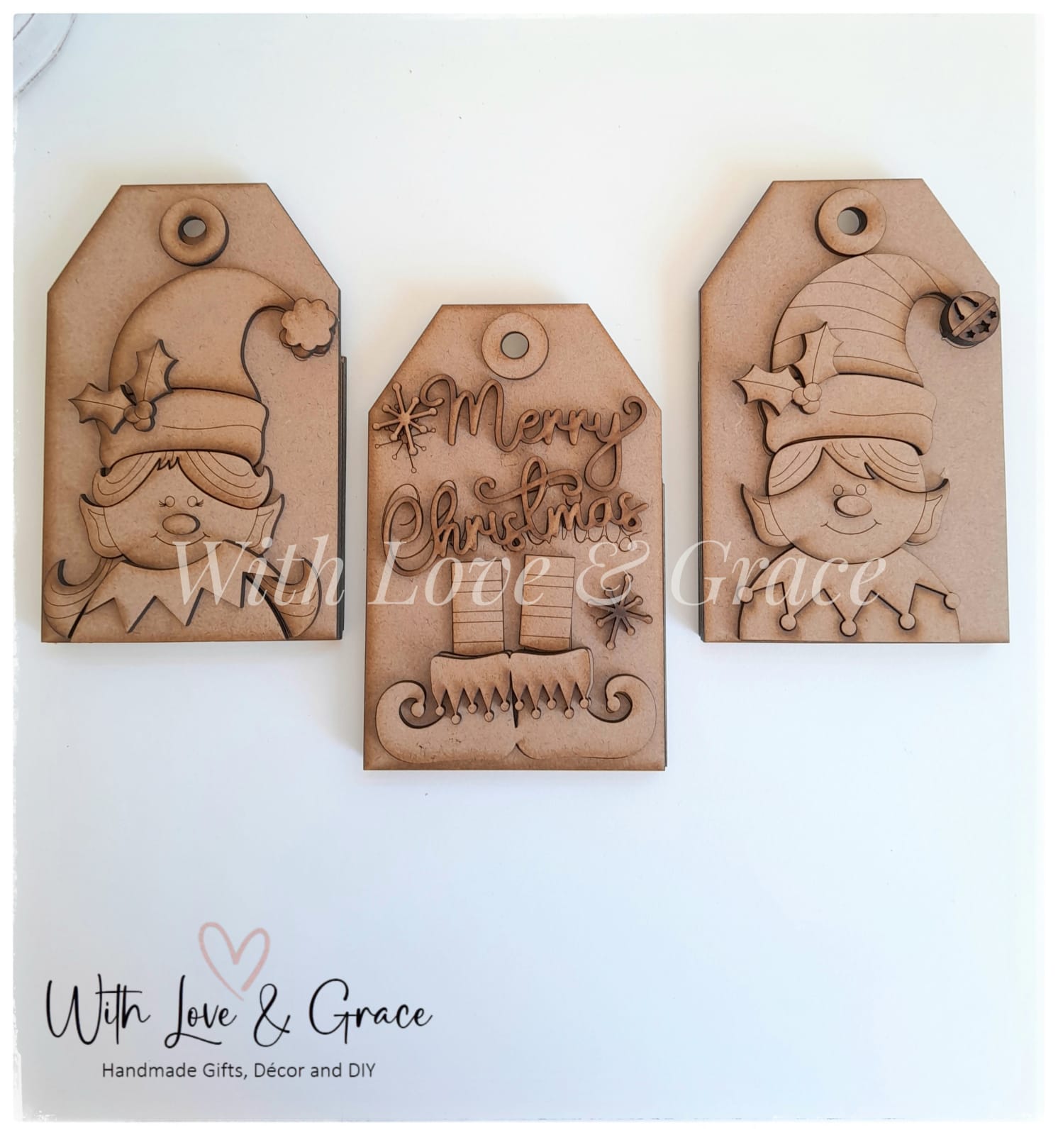 Elf Tag Ornament Bundle - DIY Kit (Set of 3 Gift Card Tag Ornaments)