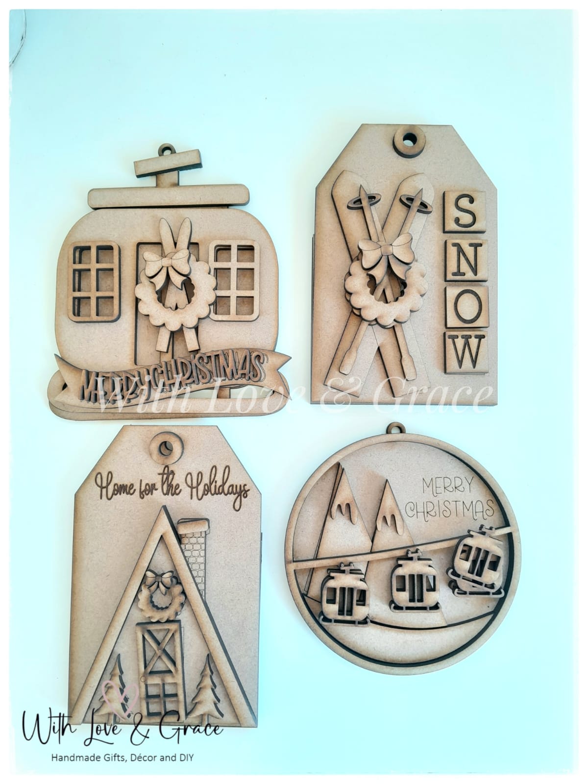 Mountain Ski-Lodge Ornament Bundle - DIY Kit (Set of 4)