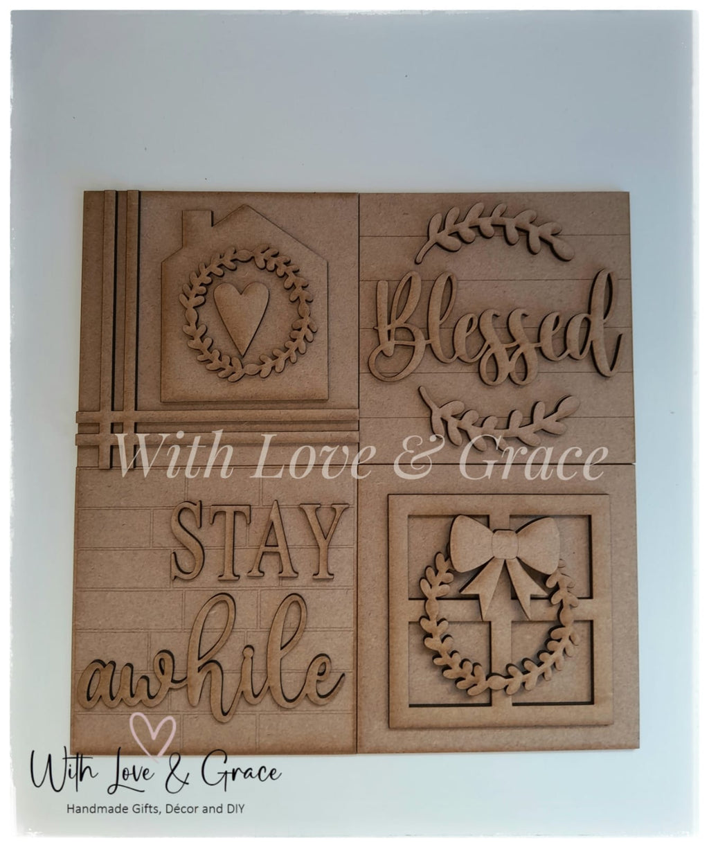 Stay a While 10.8cm Square Bundle Set - DIY Kit (Set of 4)