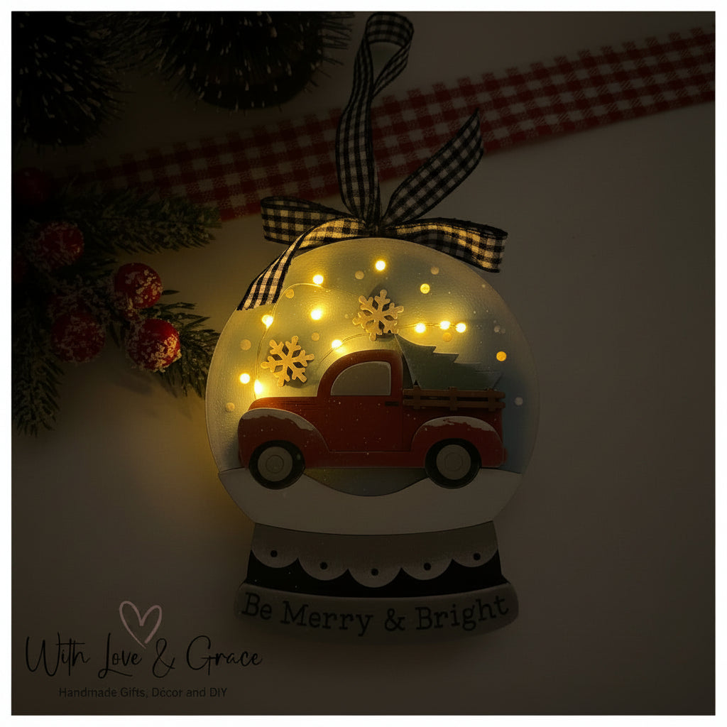 Snow Globe Ornament – Light Up Christmas Truck