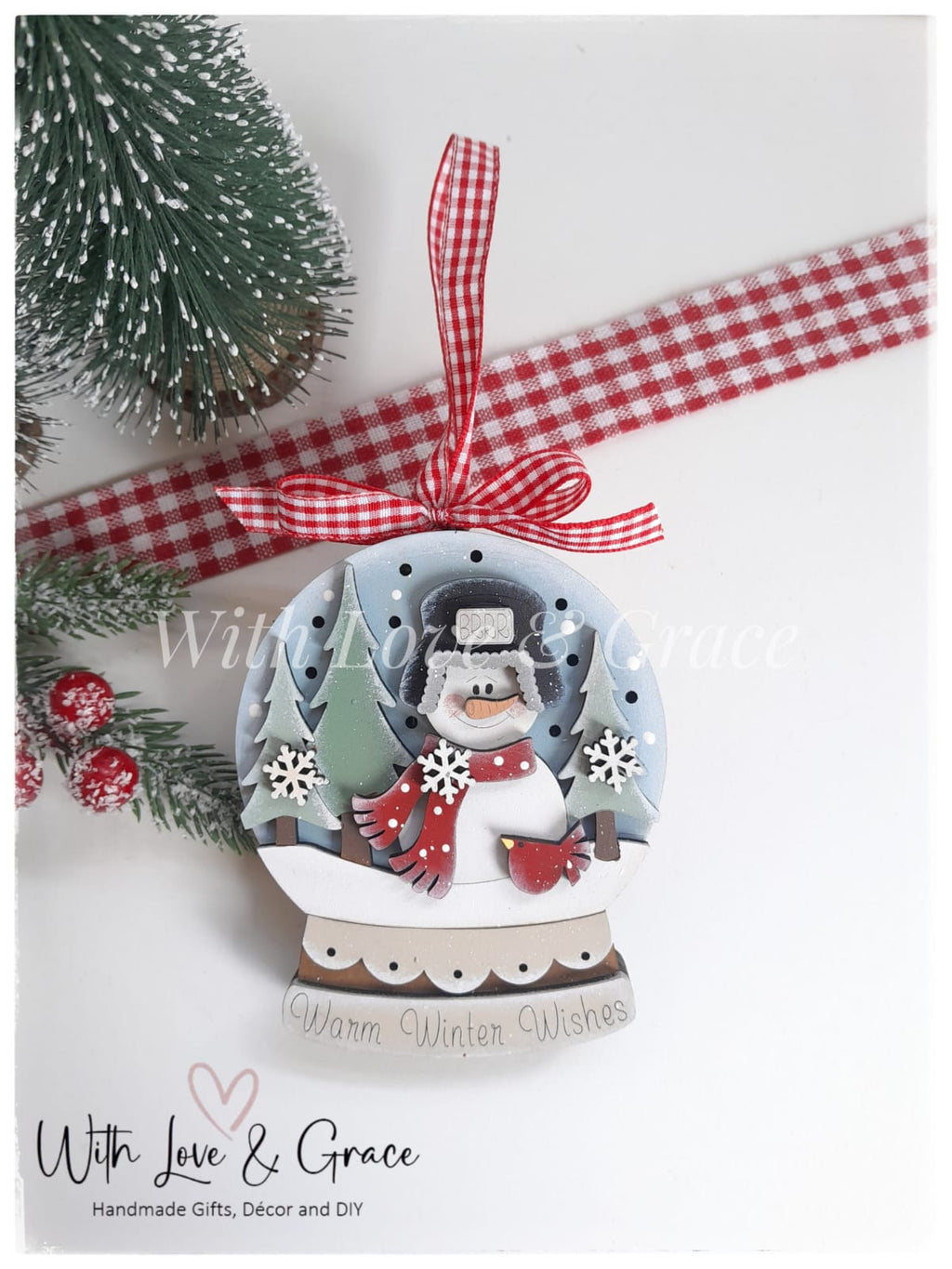 Snow Globe Ornament – Light Up Winter Snowman