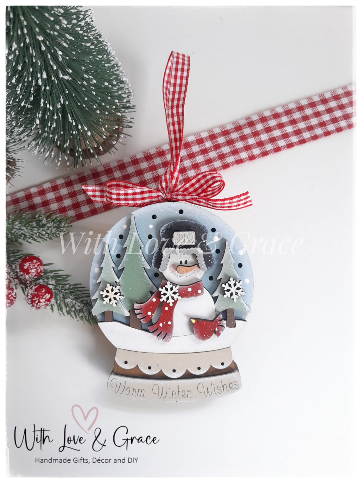 Snow Globe Ornament – Light Up Winter Snowman