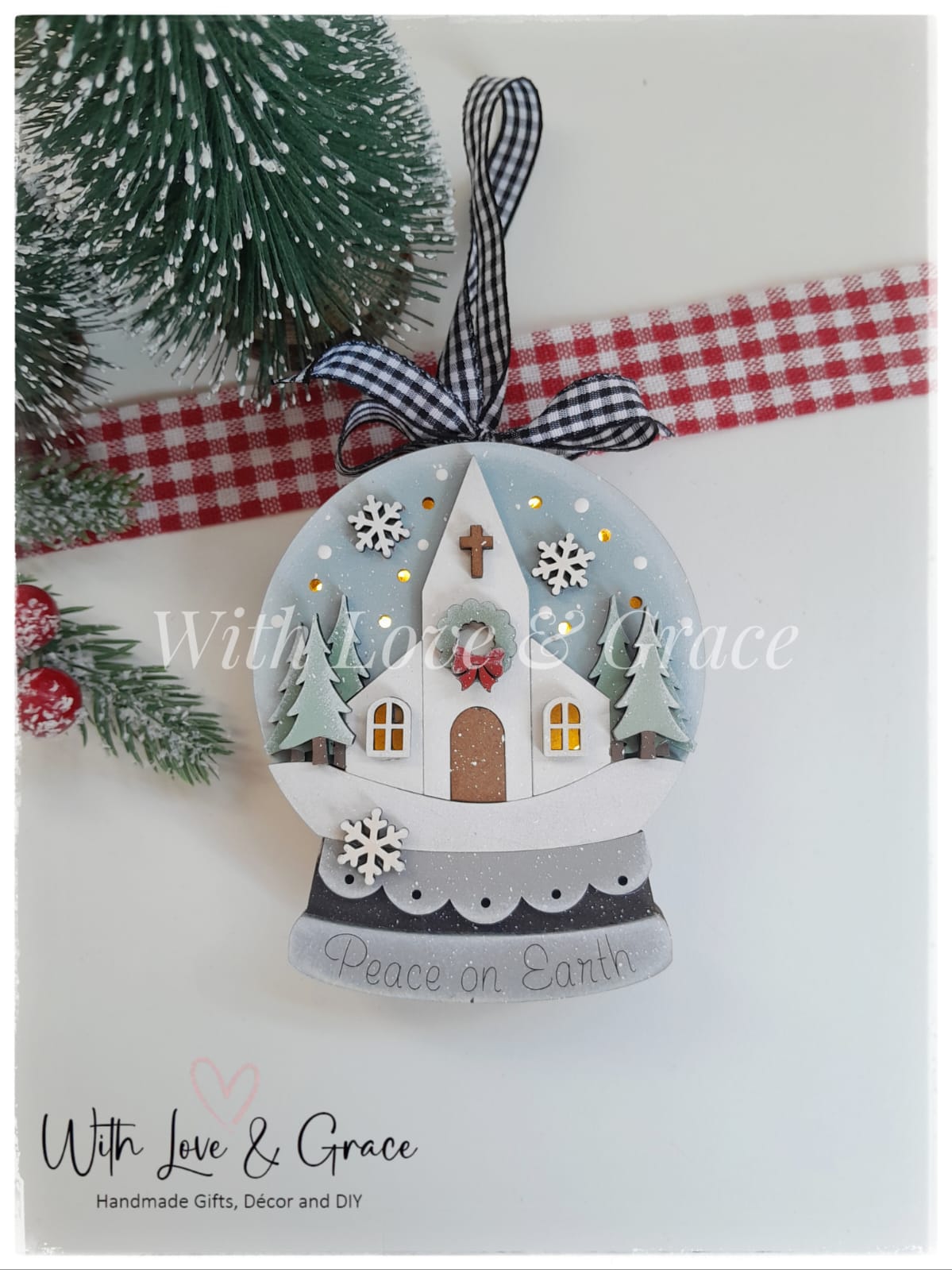 Snow Globe Ornament – Light Up Christmas Church