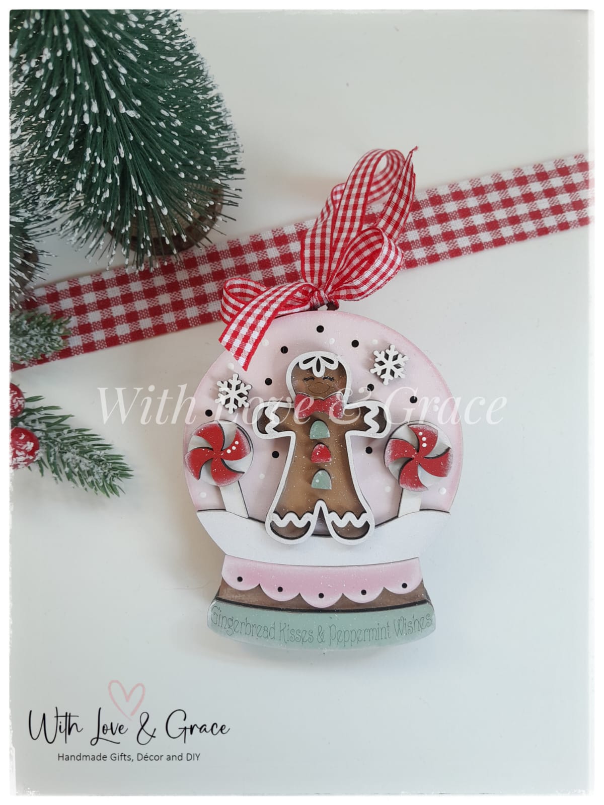 Snow Globe Ornament – Light Up Gingerbread Kisses