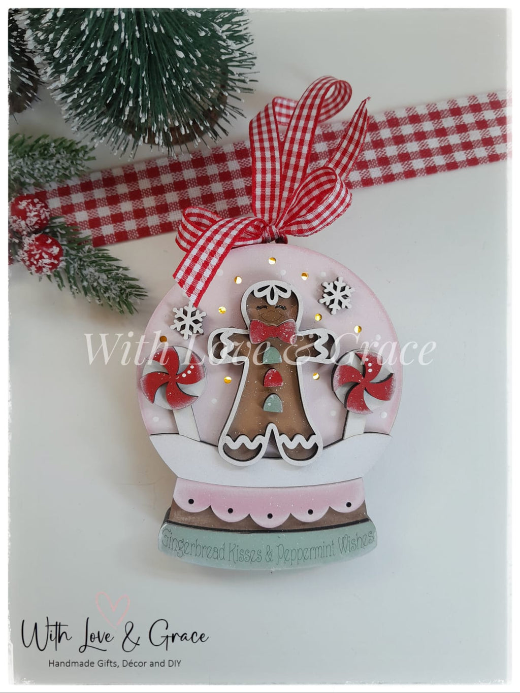 Snow Globe Ornament – Light Up Gingerbread Kisses