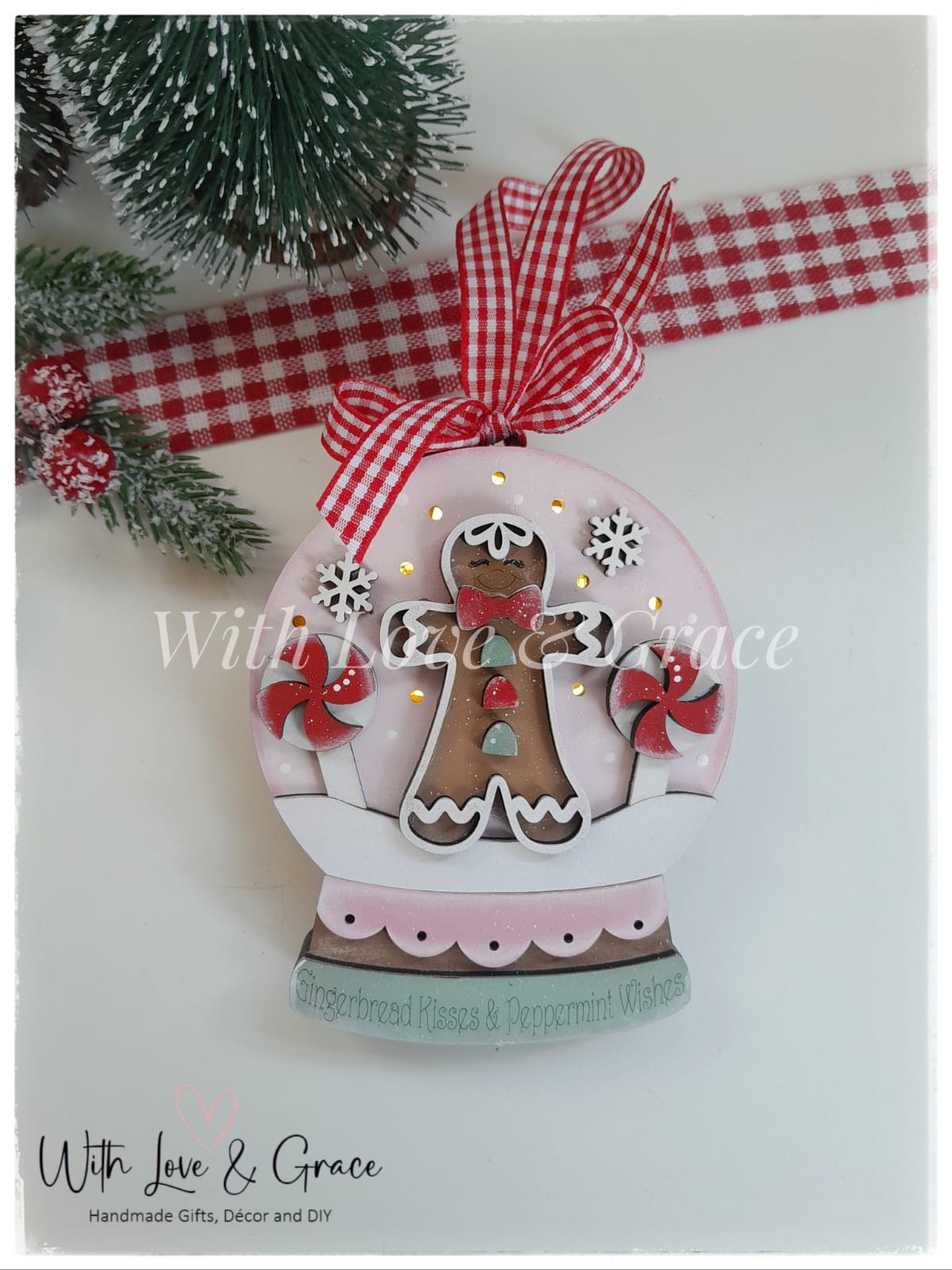 Snow Globe Ornament – Light Up Gingerbread Kisses