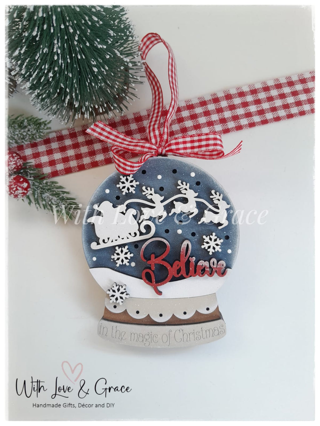 Snow Globe Ornament – Light Up Believe Santa