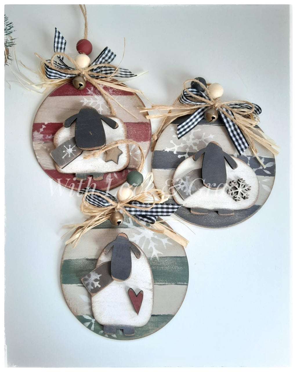Rustic Farmhouse Sheep Ornament Bundle Set of 3