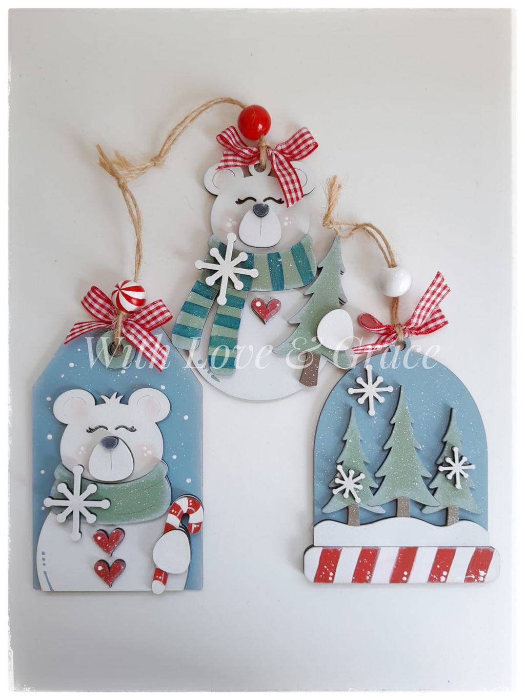 Polar Bear Ornament Bundle Set of 3