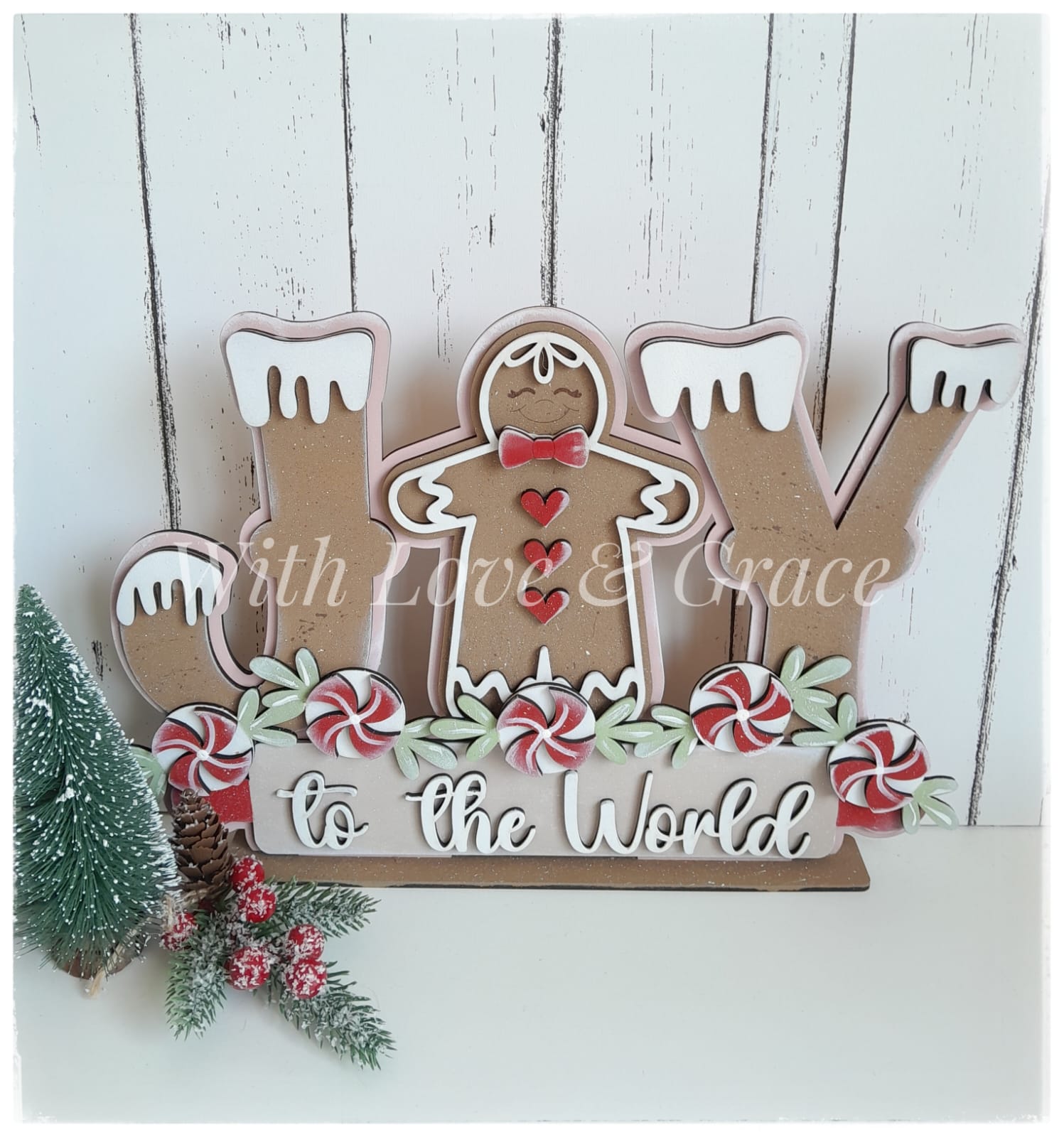 Gingerbread Joy Word Sign Shelf Sitter