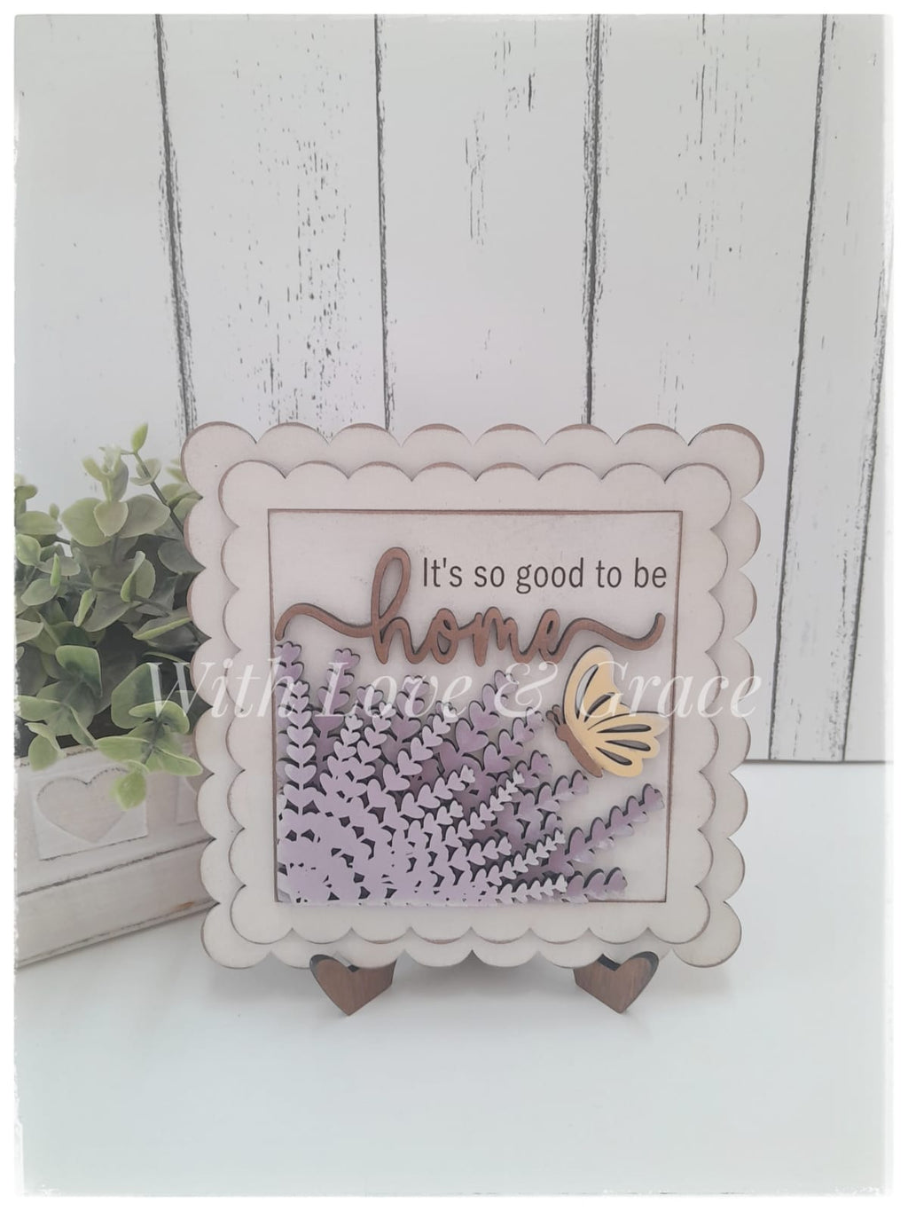 Square Double Scalloped Frame with Easel Stand (10.8cm insert)