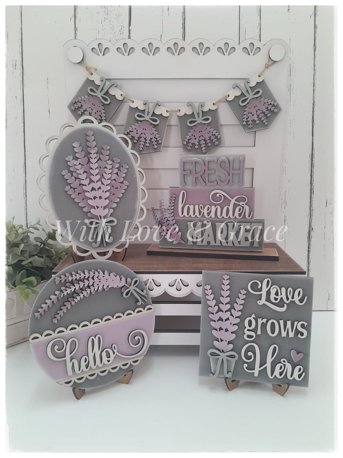 Lavender Tiered Tray Set