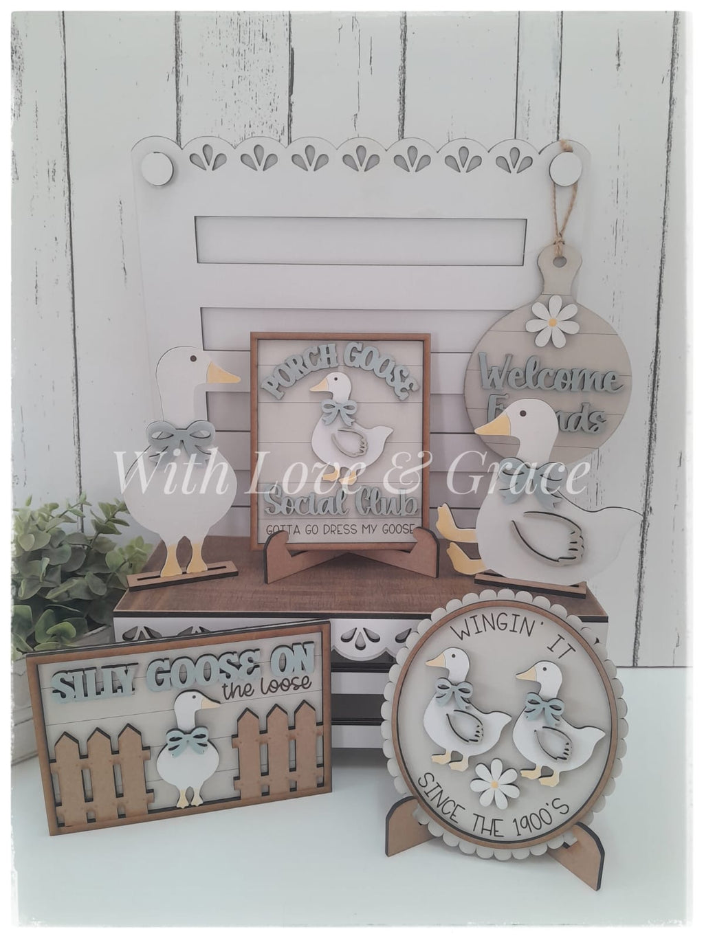 Silly Goose Tiered Tray Set