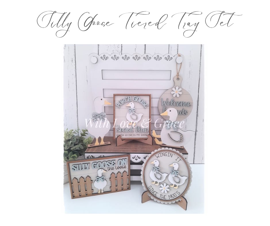 Silly Goose Tiered Tray Set