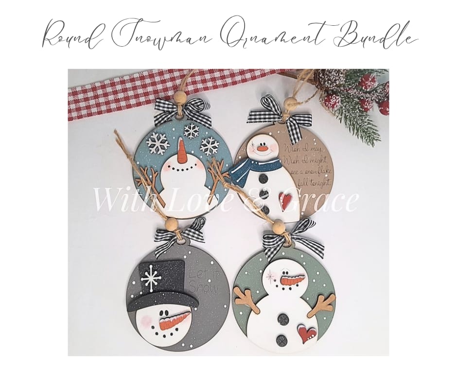 Snowman Round Ornament Bundle - Painted (Set of 4)