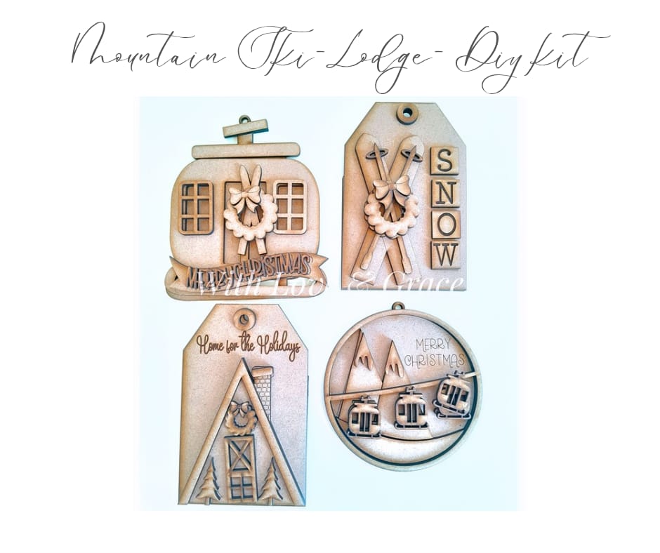 Mountain Ski-Lodge Ornament Bundle - DIY Kit (Set of 4)