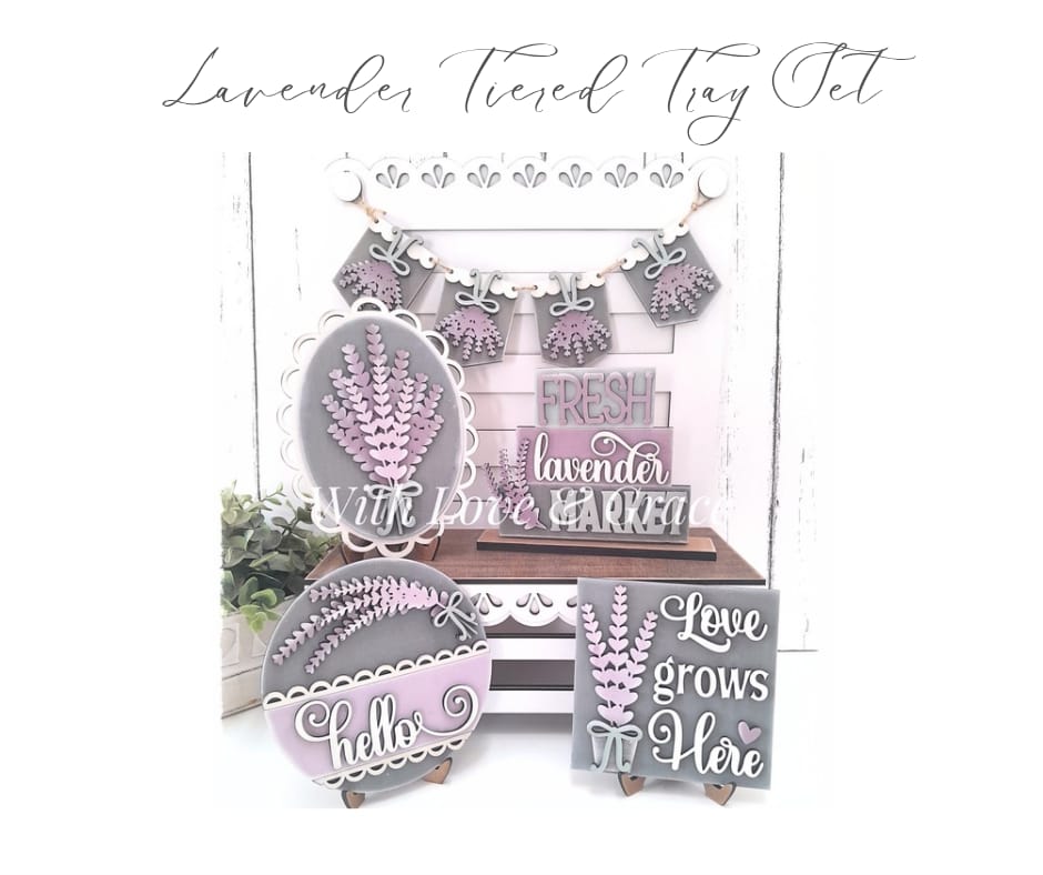 Lavender Tiered Tray Set